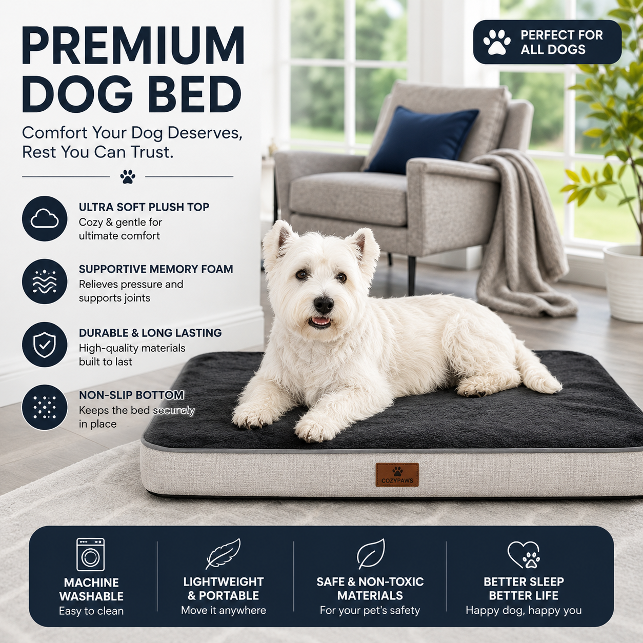 Miwaoo™ CloudRest Orthopedic Pet Bed