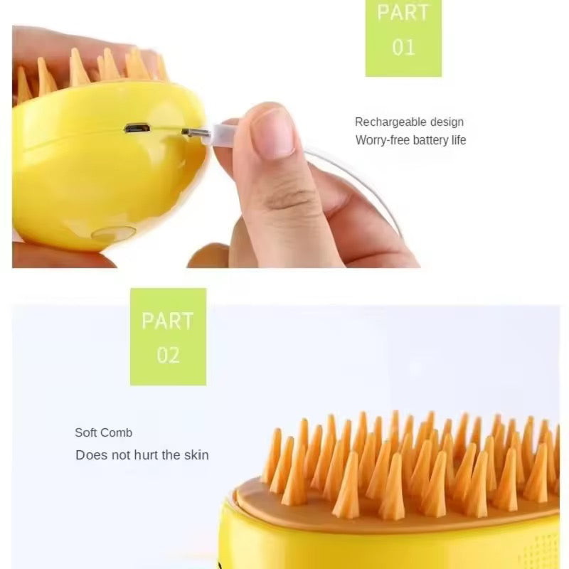3-in-1 Pet Steam Electric Grooming Brush